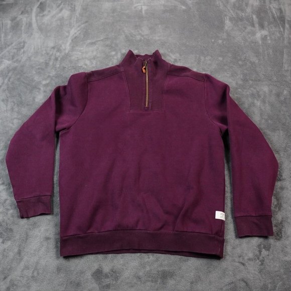 Frye Co Sweater Mens Large Burgundy 1/4 Zip‎ Pullover Warm Outdoors Comfort - Picture 2 of 8